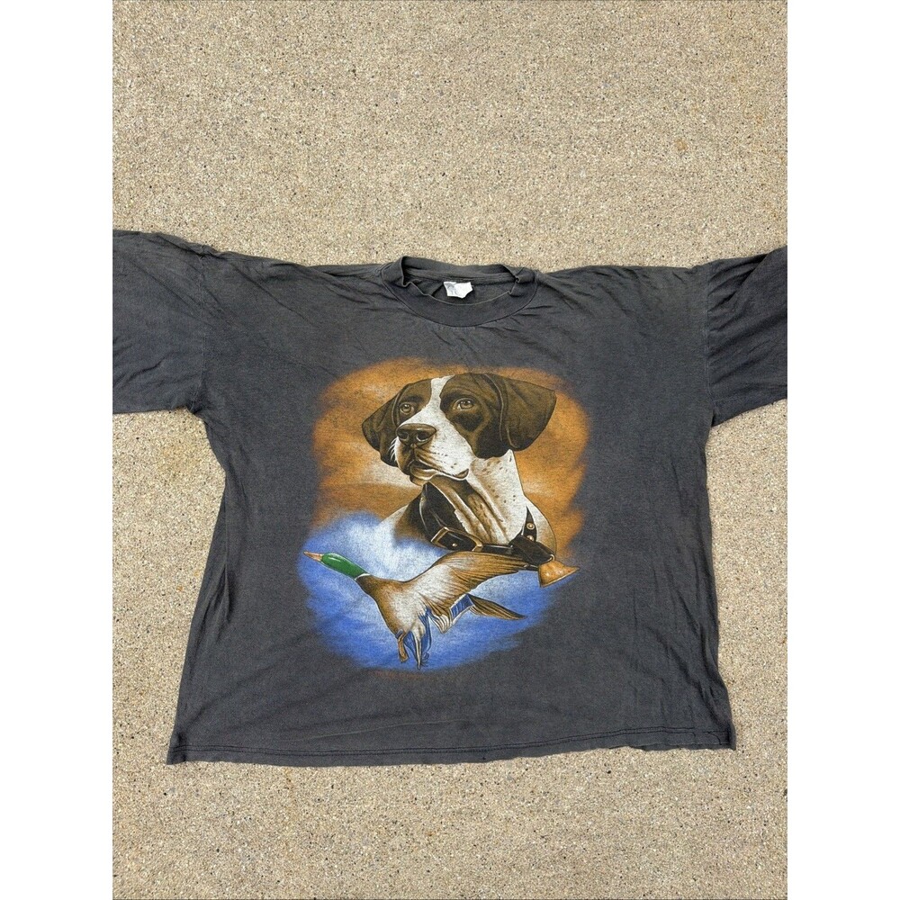 Vintage German Short Haired Pointer Duck Hunting Graphic Large Black Shirt